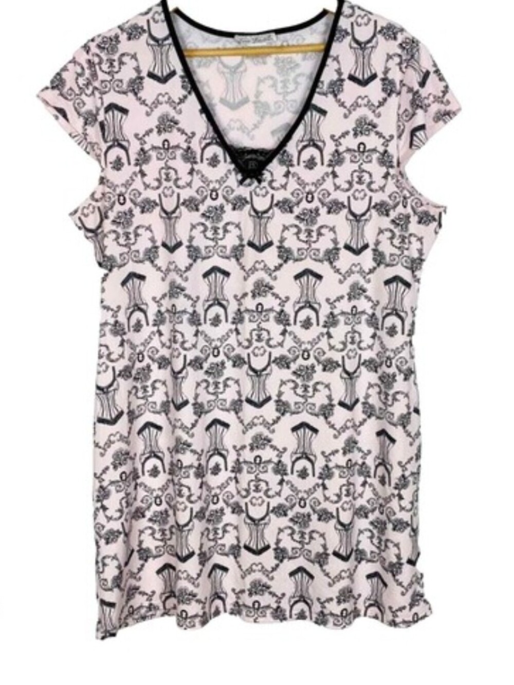 Lined Donatella Floral Nightwear - Soft Pink and Bkack